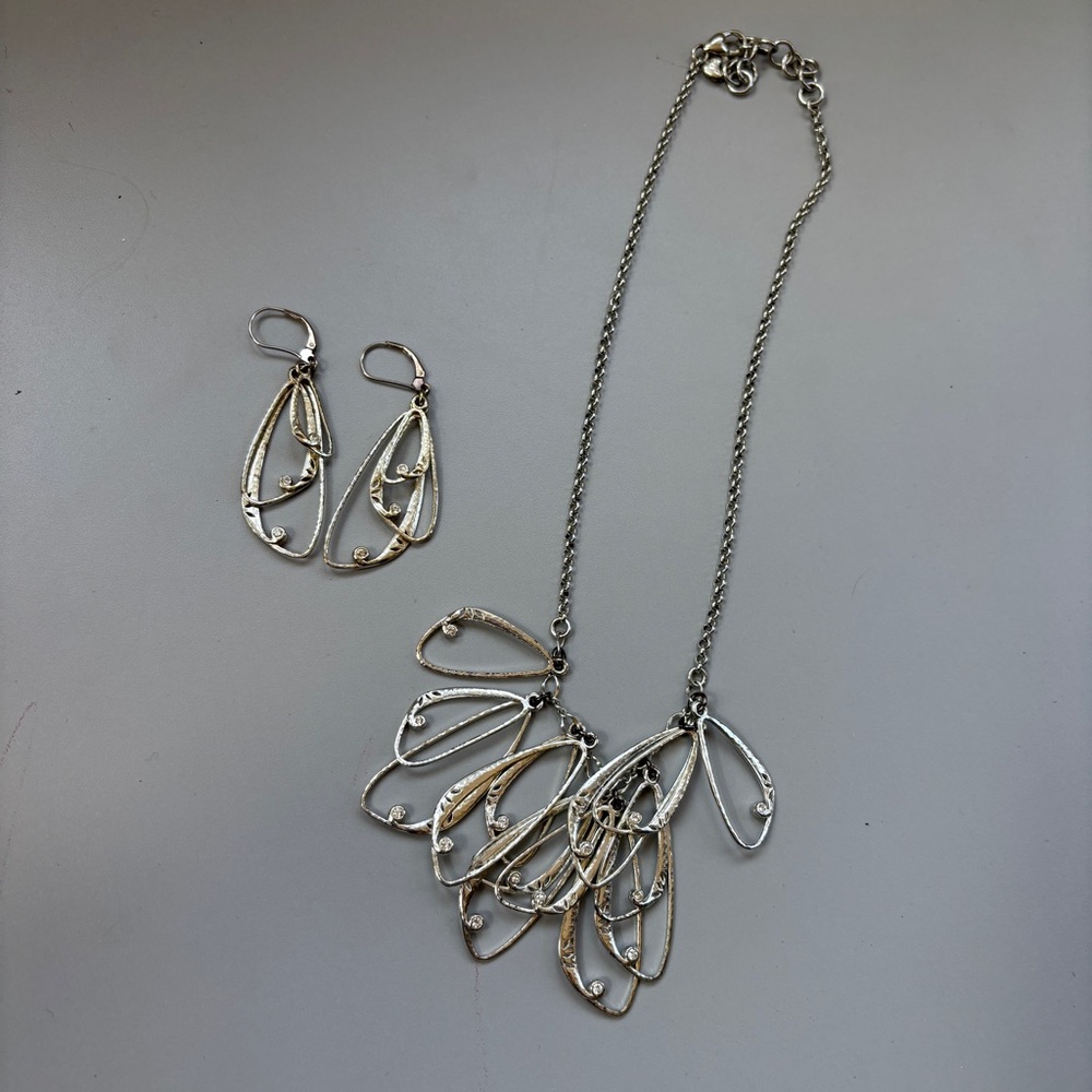 Brighton Second Nature Butterfly Wings Necklace Earrings Set Swarovski Crystal